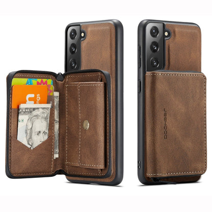 JEEHOOD Magnetic Zipper Horizontal Flip Phone Leather Case, For Samsung Galaxy S22 5G, For Samsung Galaxy S22+ 5G