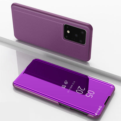 Plated Mirror Horizontal Flip Leather Case with Holder, For Galaxy S20+, For Galaxy S20 Ultra, For Galaxy S20