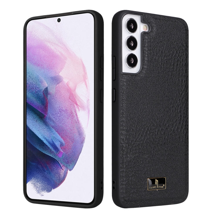 Fierre Shann Leather Texture Phone Back Cover Case, For Samsung Galaxy S22 5G, For Samsung Galaxy S22+ 5G, For Samsung Galaxy S22 Ultra 5G