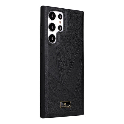 Fierre Shann Leather Texture Phone Back Cover Case, For Samsung Galaxy S22 Ultra 5G