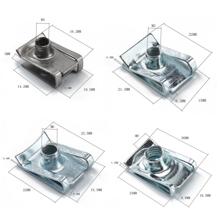 A6827 40 in 1 Car / Motorcycle Clip Nuts B-Shaped Clip Nut, A6827
