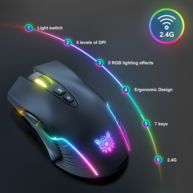 ONIKUMA CW905 2.4G RGB Lighting Wireless Mouse, CW905 Wireless Mouse (Grey White), CW905 Wireless Mouse(Black), CW905 Wireless Mouse(Pink)