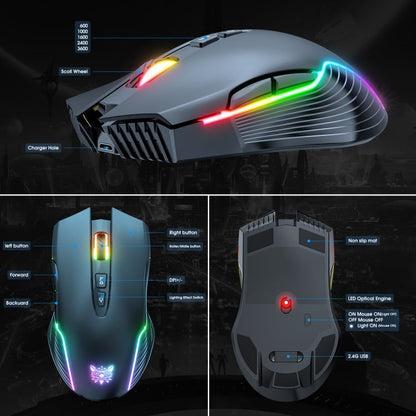 ONIKUMA CW905 2.4G RGB Lighting Wireless Mouse, CW905 Wireless Mouse (Grey White), CW905 Wireless Mouse(Black), CW905 Wireless Mouse(Pink)