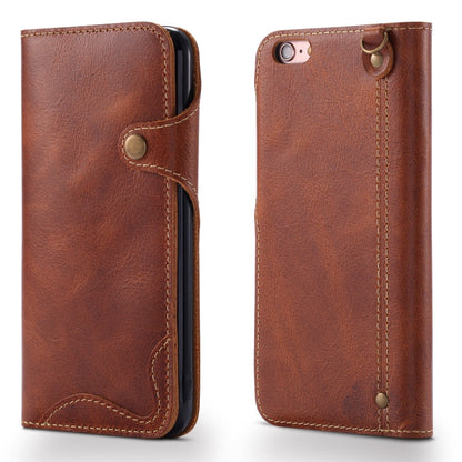Denior Oil Wax Cowhide Magnetic Button Horizontal Flip Leather Case with Card Slots & Wallet, For iPhone 6, For iPhone 6 Plus / 6s Plus, For iPhone 7 / 8, For iPhone 7 Plus / 8 Plus, For iPhone X / XS, For Galaxy S8