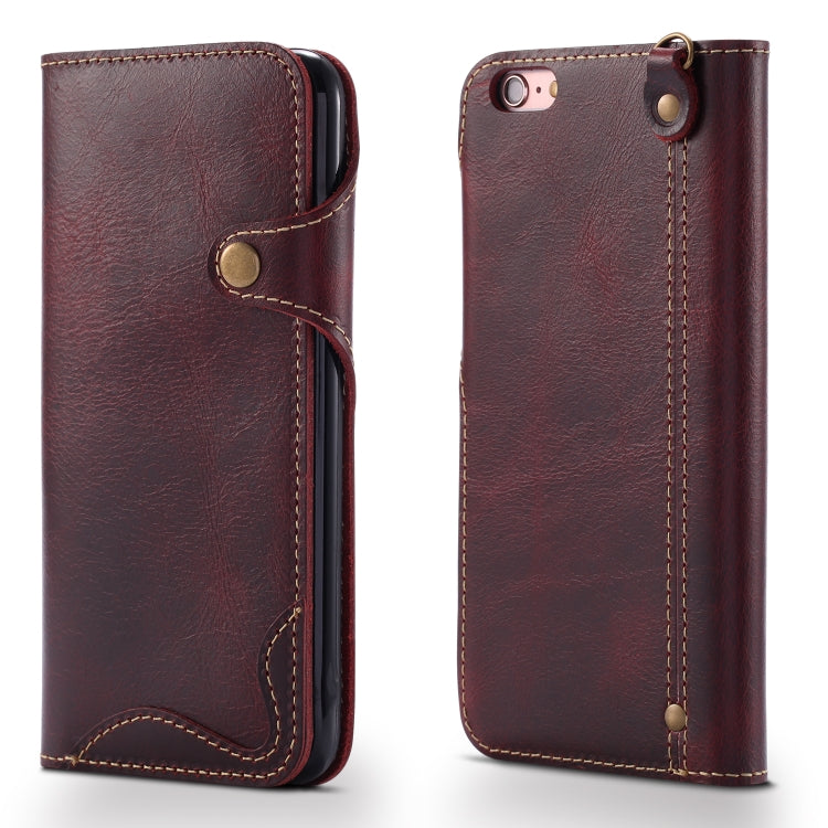 Denior Oil Wax Cowhide Magnetic Button Horizontal Flip Leather Case with Card Slots & Wallet, For iPhone 6, For iPhone 6 Plus / 6s Plus, For iPhone 7 / 8, For iPhone 7 Plus / 8 Plus, For iPhone X / XS, For Galaxy S8