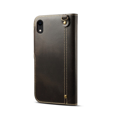 Denior Oil Wax Cowhide Magnetic Button Horizontal Flip Leather Case with Card Slots & Wallet, For iPhone XR, For Galaxy S8 Plus, For iPhone XS Max, For Galaxy S9, For Galaxy S9 Plus, For Galaxy Note 8