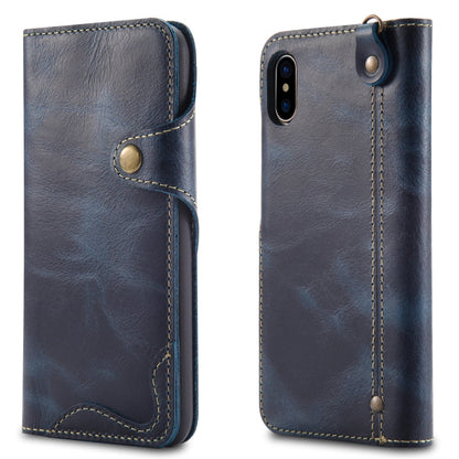 Denior Oil Wax Cowhide Magnetic Button Horizontal Flip Leather Case with Card Slots & Wallet, For iPhone XR, For Galaxy S8 Plus, For iPhone XS Max, For Galaxy S9, For Galaxy S9 Plus, For Galaxy Note 8