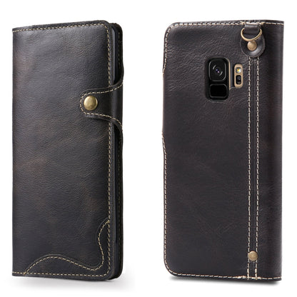 Denior Oil Wax Cowhide Magnetic Button Horizontal Flip Leather Case with Card Slots & Wallet, For iPhone XR, For Galaxy S8 Plus, For iPhone XS Max, For Galaxy S9, For Galaxy S9 Plus, For Galaxy Note 8