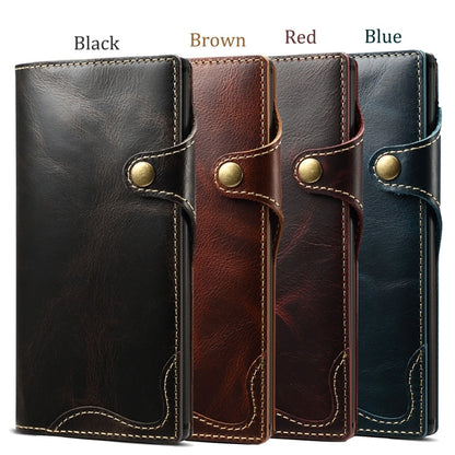 Denior Oil Wax Cowhide Magnetic Button Horizontal Flip Leather Case with Card Slots & Wallet, For Galaxy Note 10 Plus, For iPhone 11, For iPhone 11 Pro, For iPhone 11 Pro Max