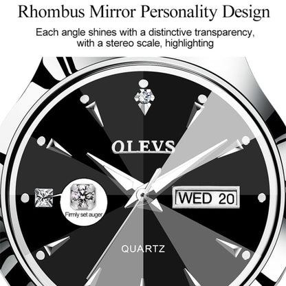 OLEVS 8697 Couple Fashion Waterproof Luminous Quartz Watch, OLEVS 8697 (Black)