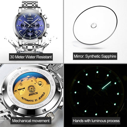JIN SHI DUN 8750 Men Fashion Waterproof Luminous Mechanical Watch