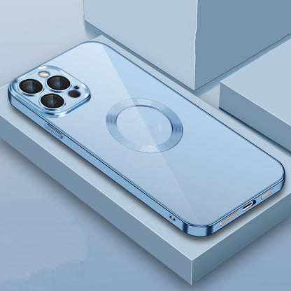 9D Electroplated Edge Len Film Clear PC + TPU Shockproof Case, For iPhone 13 Pro, For iPhone 13 Pro Max