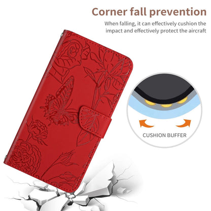 Skin Feel Butterfly Peony Embossed Leather Phone Case, For iPhone 12 Pro Max, For iPhone 13, For iPhone 13 mini, For iPhone 13 Pro