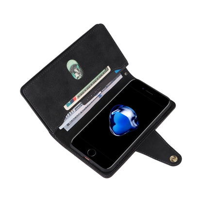 Rivet Buckle 9 Cards Three Fold Leather Phone Case, For iPhone 7/8/SE 2020, For iPhone 7 Plus/8 Plus, For iPhone 11, For iPhone 11 Pro