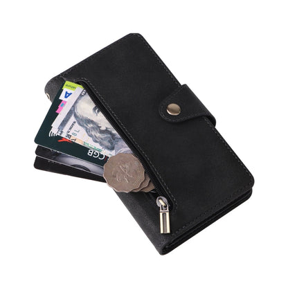 Rivet Buckle 9 Cards Three Fold Leather Phone Case, For iPhone 7/8/SE 2020, For iPhone 7 Plus/8 Plus, For iPhone 11, For iPhone 11 Pro