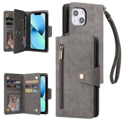 Rivet Buckle 9 Cards Three Fold Leather Phone Case, For iPhone 12, For iPhone 12 mini, For iPhone 12 Pro Max, For iPhone 13 mini