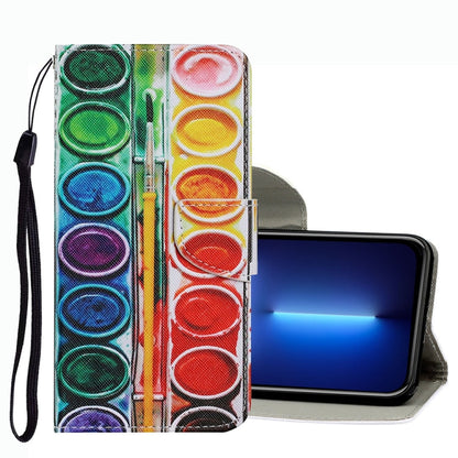 Coloured Drawing Pattern Leather Phone Case, For iPhone 13 Pro Max