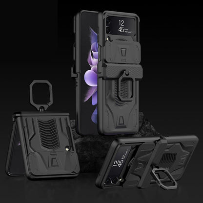 GKK Sliding Camshield Magnetic Armor Flip Phone Case with Ring Holder, For Samsung Galaxy Z Flip3 5G