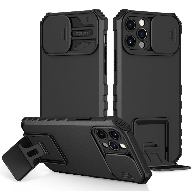 Stereoscopic Holder Sliding Camshield Phone Case, For iPhone 11, For iPhone 12, For iPhone 12 Pro