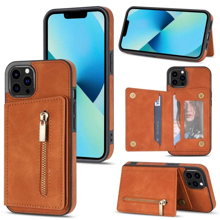 Zipper Card Holder Phone Case, For iPhone 13 mini, For iPhone 13, For iPhone 13 Pro, For iPhone 13 Pro Max