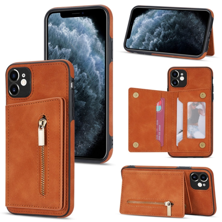 Zipper Card Holder Phone Case, For iPhone 12, For iPhone 12 Pro Max, For iPhone 11, For iPhone 11 Pro