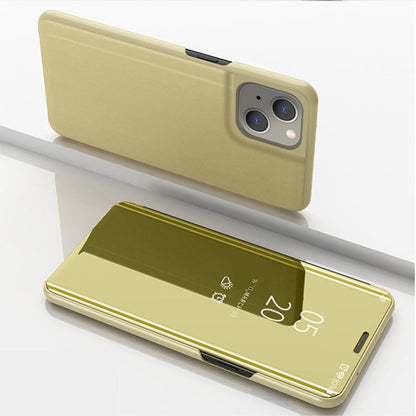 Plated Mirror Horizontal Flip Leather Phone Case with Holder, For iPhone 14, For iPhone 14 Plus, For iPhone 14 Pro