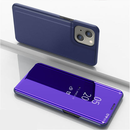 Plated Mirror Horizontal Flip Leather Phone Case with Holder, For iPhone 14, For iPhone 14 Plus, For iPhone 14 Pro
