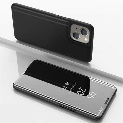 Plated Mirror Horizontal Flip Leather Phone Case with Holder, For iPhone 14, For iPhone 14 Plus, For iPhone 14 Pro