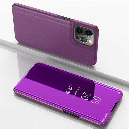 Plated Mirror Horizontal Flip Leather Phone Case with Holder, For iPhone 14, For iPhone 14 Plus, For iPhone 14 Pro
