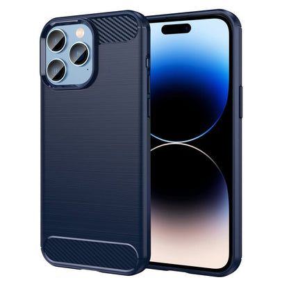 Brushed Texture Carbon Fiber TPU Phone Case, For iPhone 14 Plus, For iPhone 14, For iPhone 14 Pro, For iPhone 14 Pro Max