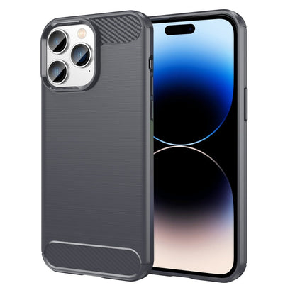 Brushed Texture Carbon Fiber TPU Phone Case, For iPhone 14 Plus, For iPhone 14, For iPhone 14 Pro, For iPhone 14 Pro Max