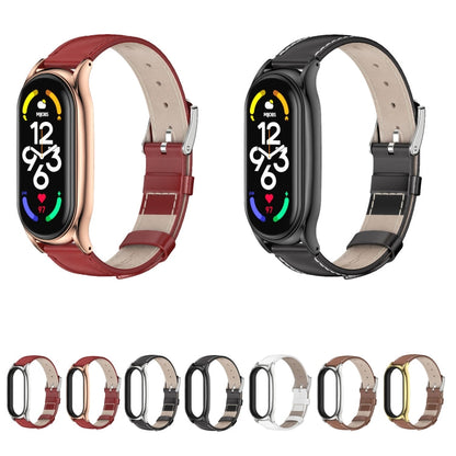 MIJOBS Plus Genuine Leather Watch Band, For Xiaomi Mi Band 7 / 7 NFC