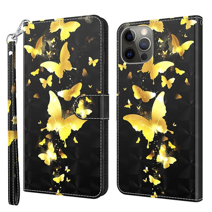 3D Painting Pattern Flip Leather Phone Case, For iPhone 14 Pro, For iPhone 14 Pro Max
