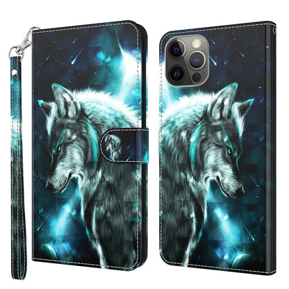 3D Painting Pattern Flip Leather Phone Case, For iPhone 14 Pro, For iPhone 14 Pro Max