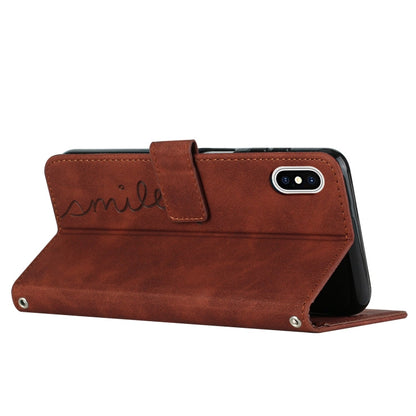 Skin Feel Heart Pattern Leather Phone Case, For iPhone XS / X, For iPhone XS Max, For iPhone XR, For iPhone SE 2022 / SE 2020 / 8 / 7