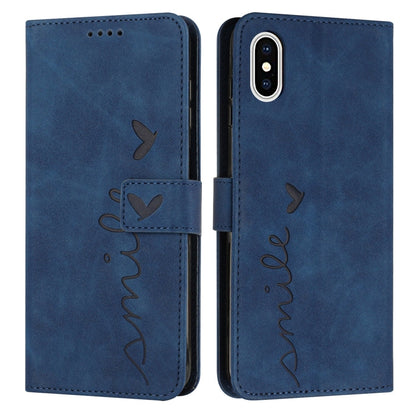 Skin Feel Heart Pattern Leather Phone Case, For iPhone XS / X, For iPhone XS Max, For iPhone XR, For iPhone SE 2022 / SE 2020 / 8 / 7