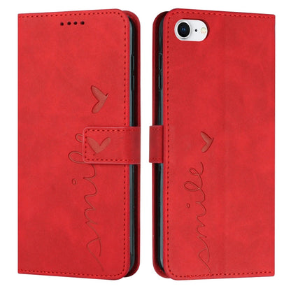 Skin Feel Heart Pattern Leather Phone Case, For iPhone XS / X, For iPhone XS Max, For iPhone XR, For iPhone SE 2022 / SE 2020 / 8 / 7