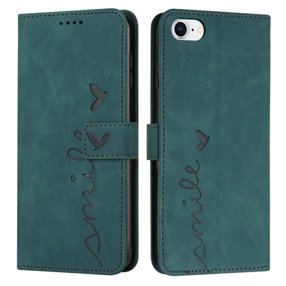 Skin Feel Heart Pattern Leather Phone Case, For iPhone XS / X, For iPhone XS Max, For iPhone XR, For iPhone SE 2022 / SE 2020 / 8 / 7