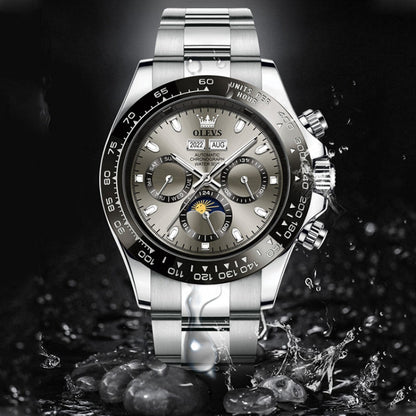 OLEVS 6654 Multifunction Dial Mechanical Movement Men Watch