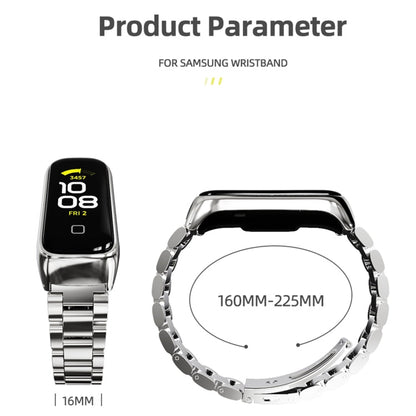 MIJOBS Three-bead Metal Stainless Steel Watch Band, For Samsung Galaxy Fit 2