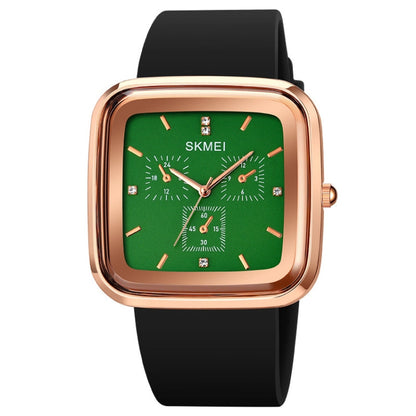 SKMEI 1902 Stainless Steel Buckle Silicone Strap Waterproof Quartz Watch