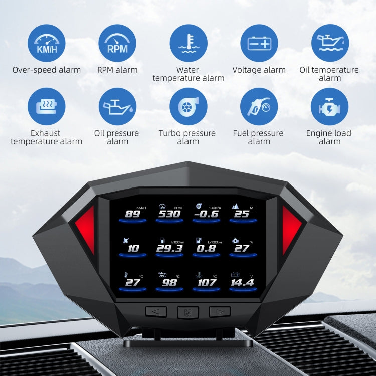 P1 3.5 inch Car OBD2 GPS HUD Head Up System Smart Digital Speedometer Meter Display, P1