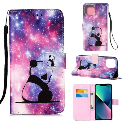 Painted Flat Texture Leather Case with Lanyard & Card Slot & Wallet & Holder, For iPhone 14, For iPhone 14 Plus, For iPhone 14 Pro