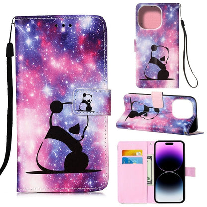 Painted Flat Texture Leather Case with Lanyard & Card Slot & Wallet & Holder, For iPhone 14 Pro Max