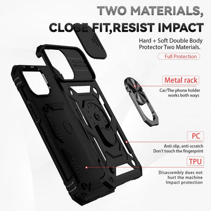 Sliding Camshield Holder Phone Case, For iPhone 14, For iPhone 14 Plus, For iPhone 14 Pro