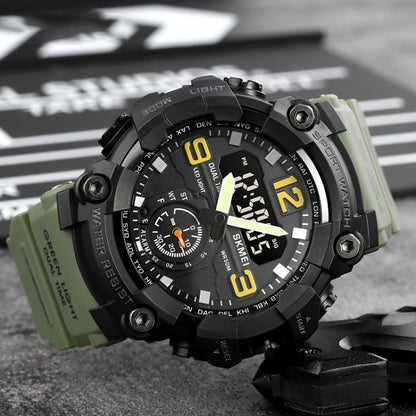 SKMEI 1965 Stainless Steel Buckle PU Strap Waterproof Electronic Watch