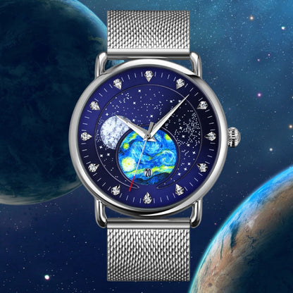 SKMEI 9283 Stainless Steel Buckle Glass Mirror Waterproof Quartz Watch, Steel Belt, Leather Belt