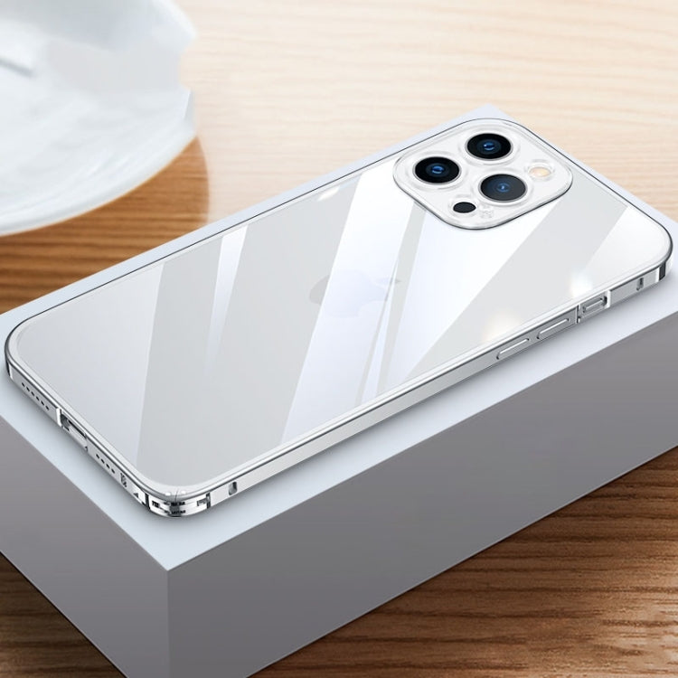 Metal Frame HD Transparent Phone Case, For iPhone 14 Plus, For iPhone 14 Pro Max, For iPhone 14, For iPhone 14 Pro