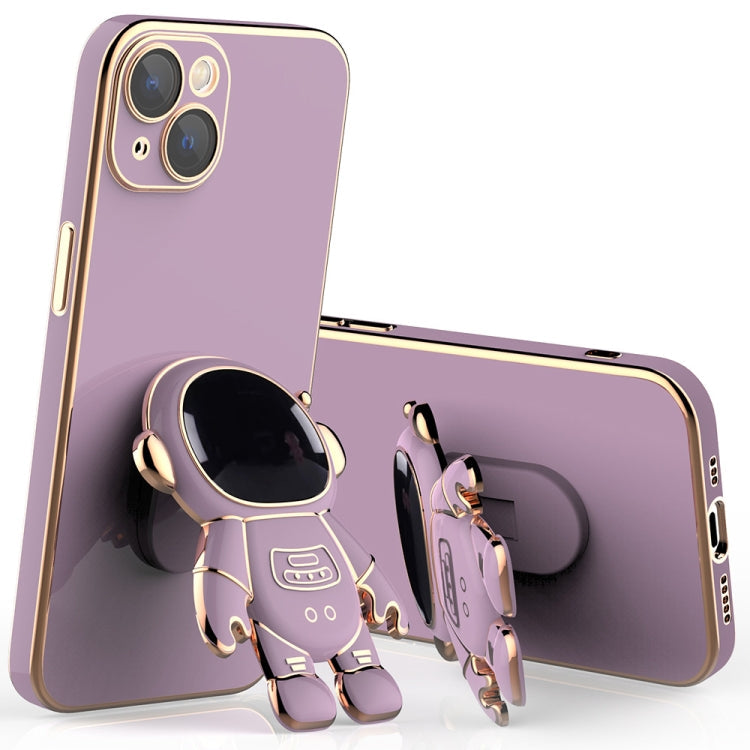 Plating Astronaut Holder Phone Case with Lens Film, For iPhone 12, For iPhone 12 mini, For iPhone 11 Pro Max