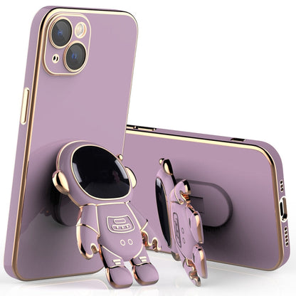 Plating Astronaut Holder Phone Case with Lens Film, For iPhone 11 Pro, For iPhone 11